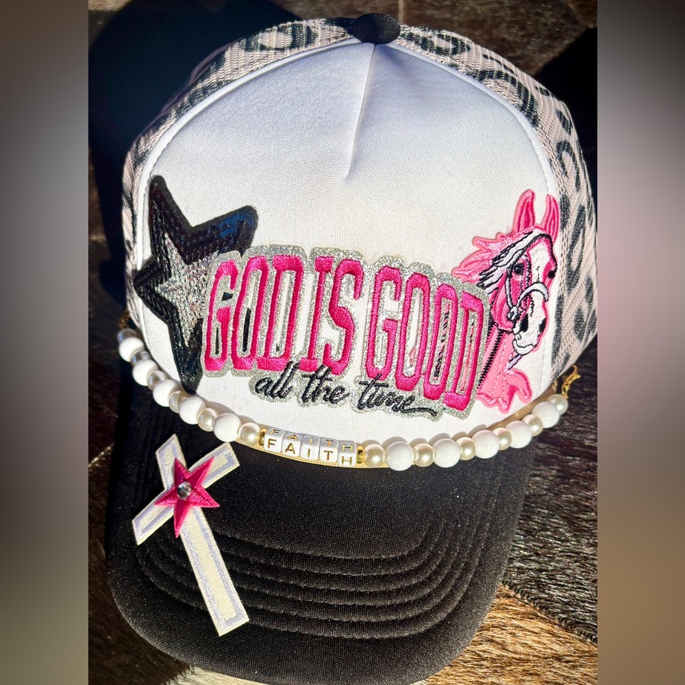Trucker Hat Faith-Inspired Cap with Pink and Black Accents